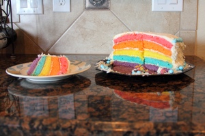 rainbow GF cake